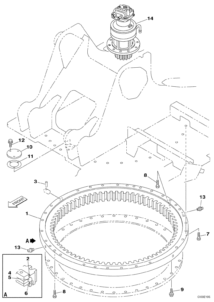 Схема запчастей Case CX210 - (09-01) - TURNTABLE BEARING (09) - CHASSIS