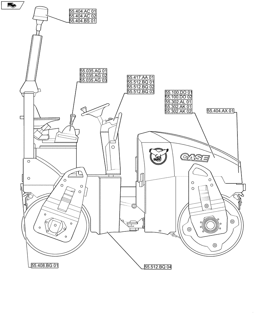 Схема запчастей Case DV26 - (00.000.55) - PICTORIAL INDEX - ELECTRICAL SYSTEMS (00) - GENERAL & PICTORIAL INDEX