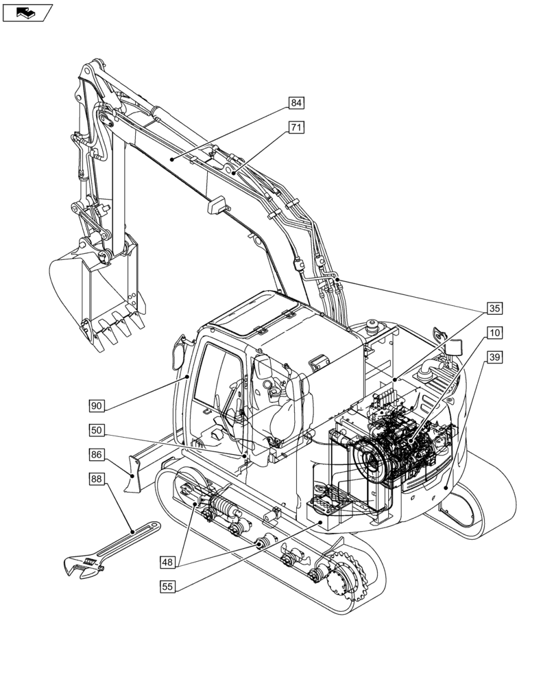 Схема запчастей Case CX75C SR - (00.000.00) - PICTORIAL INDEX - MAIN SECTIONS (00) - GENERAL & PICTORIAL INDEX