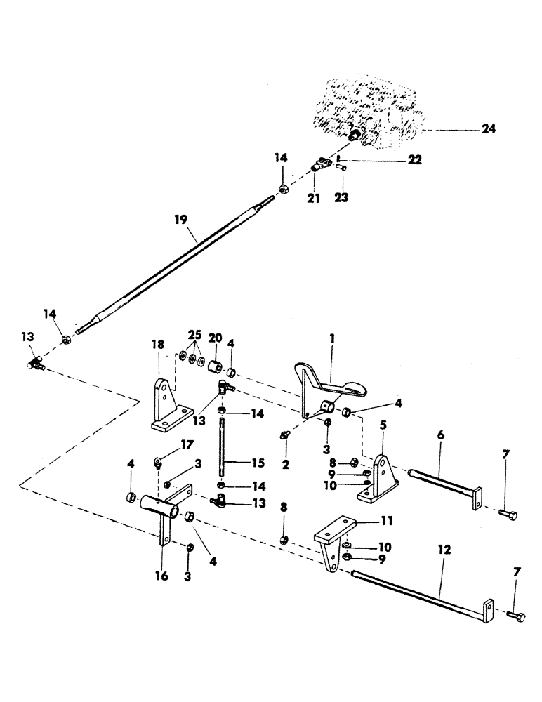 Схема запчастей Case 40EC - (076) - LEFT TRACK PEDAL CONTROL AND LINKAGE (05) - UPPERSTRUCTURE CHASSIS