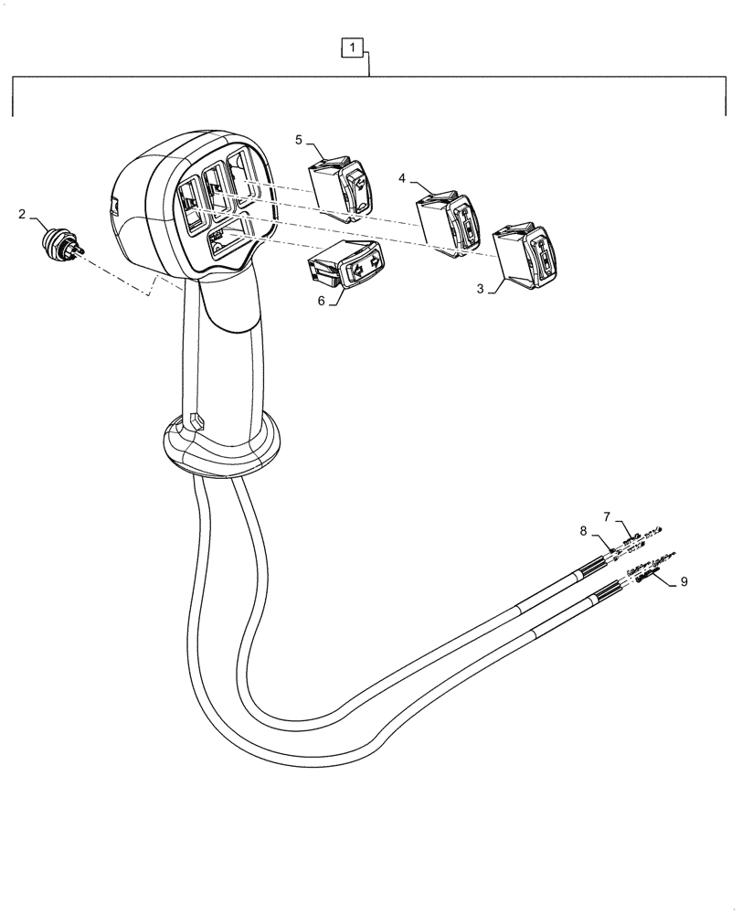 Схема запчастей Case TR270 - (55.512.CL[12]) - LEVEL 300 HANDLE GRIP, LH (55) - ELECTRICAL SYSTEMS