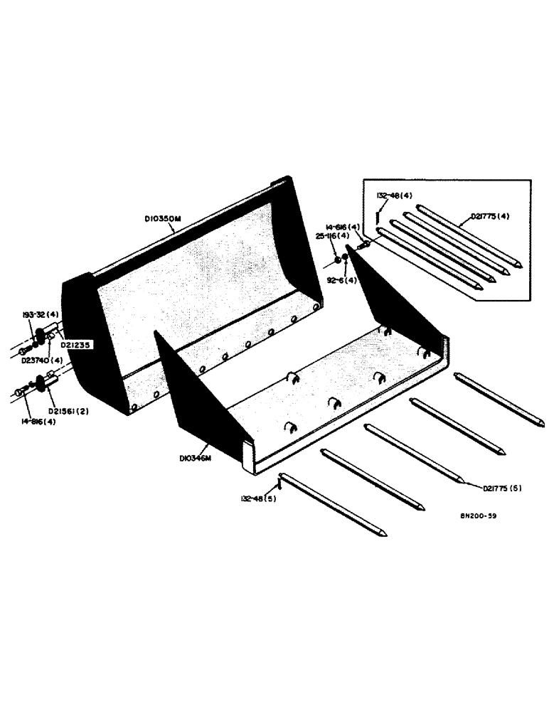 Схема запчастей Case 31 - (054) - MANURE FORK ATTACHMENT, TINES, AND DIRT PLATE 