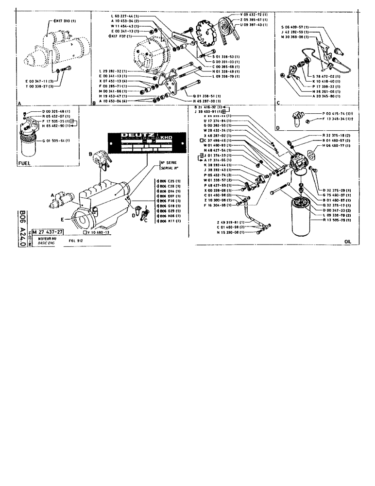 Схема запчастей Case 90BCL - (129) - BASIC ENGINE F6L 912 (01) - ENGINE