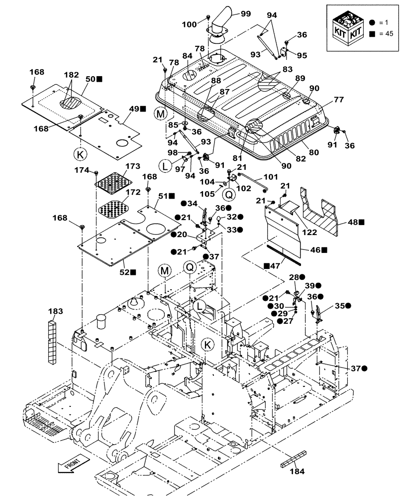 Схема запчастей Case CX250C - (09-007A[00]) - COWLING - ENGINE COVER - FROM S/N NCSAM1254 (09) - CHASSIS/ATTACHMENTS