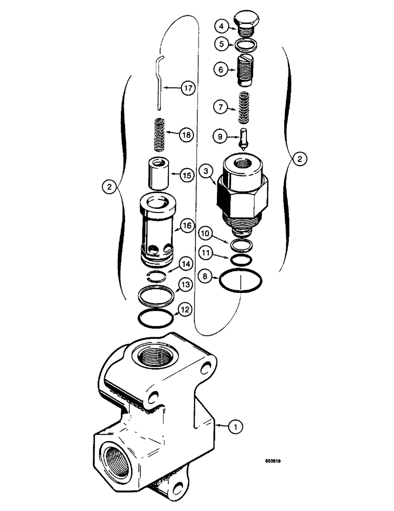 Схема запчастей Case W14 - (482) - L56060 RELIEF VALVE (08) - HYDRAULICS