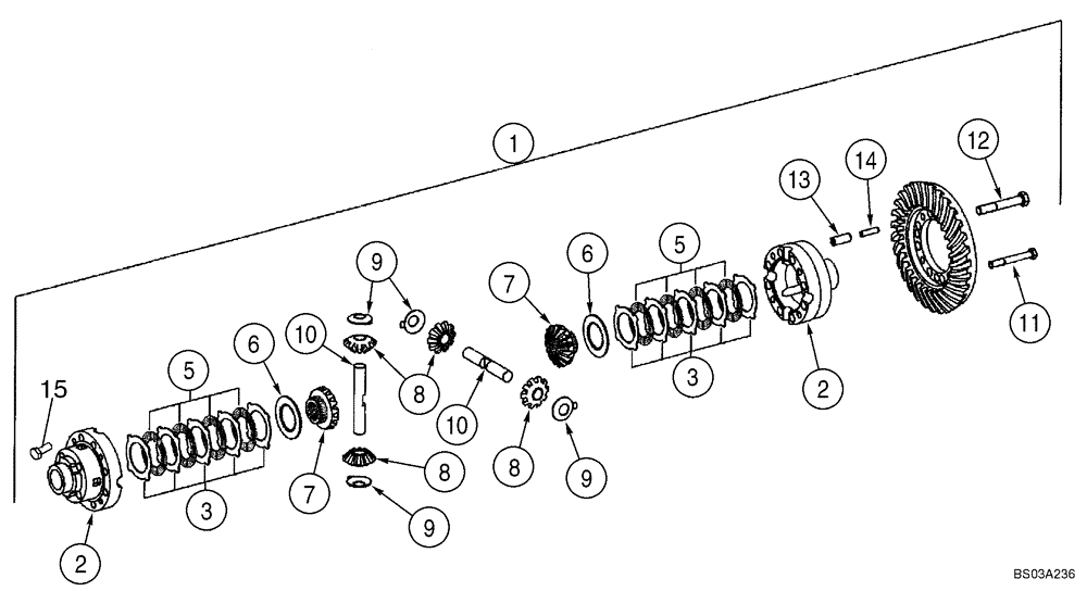 Схема запчастей Case 621E - (06-54) - AXLE, REAR - DIFFERENTIAL - PRIOR TO P.I.N. N8F203848 (06) - POWER TRAIN