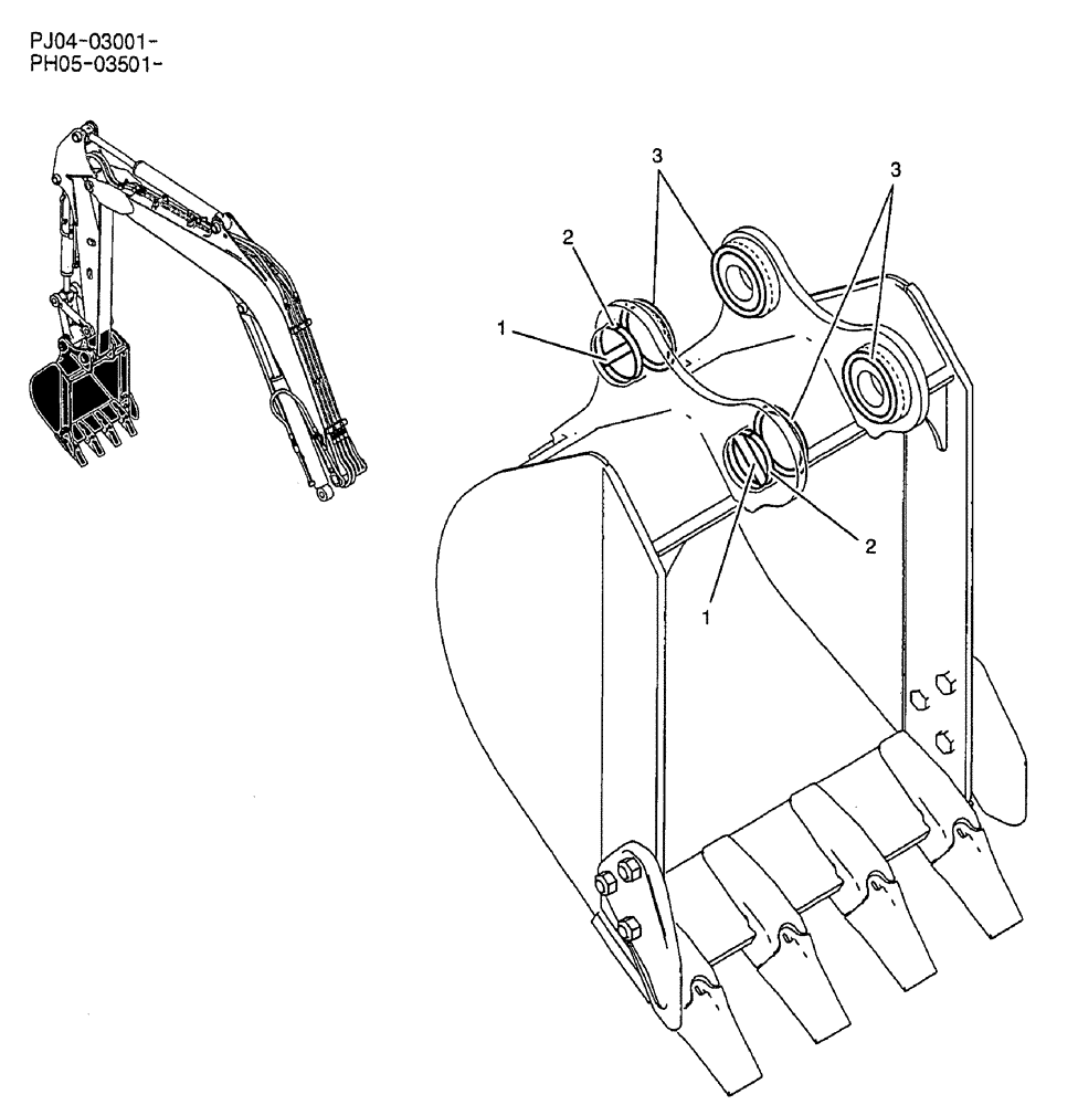 Схема запчастей Case CX50B - (04-010) - BUCKET INSTAL Attachments