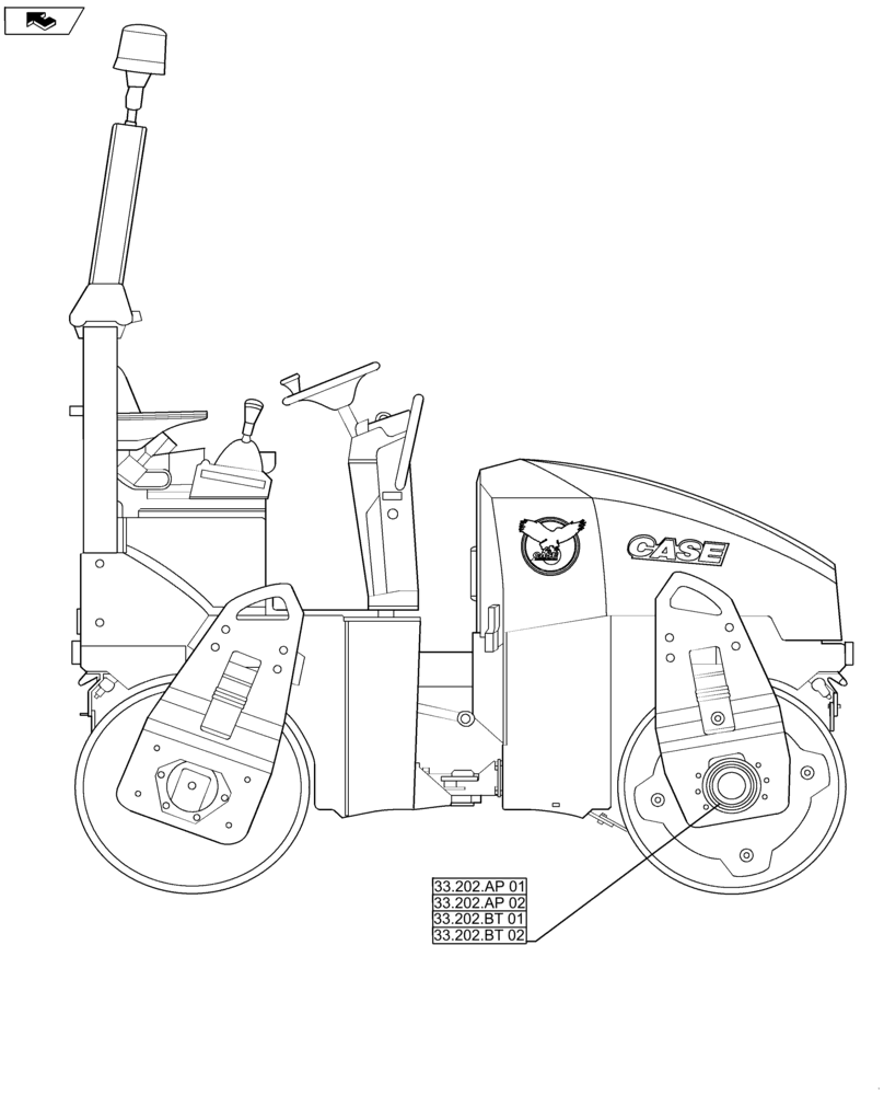 Схема запчастей Case DV45 - (00.000.33) - PICTORIAL INDEX - BRAKES & CONTROLS (00) - GENERAL & PICTORIAL INDEX
