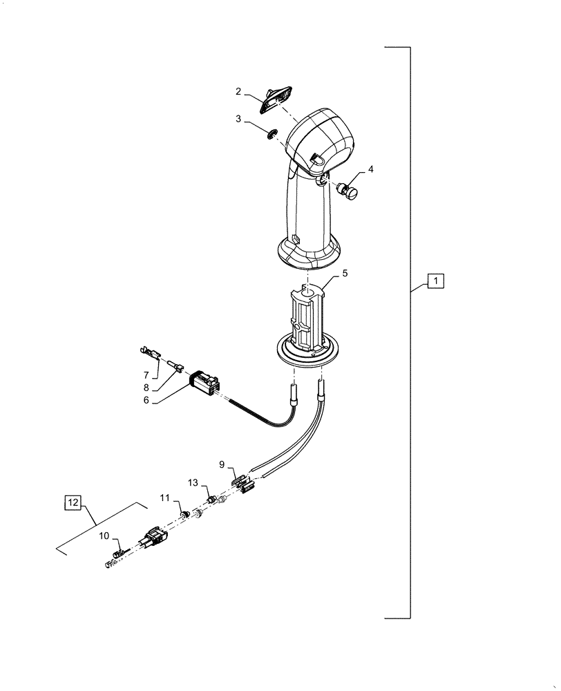 Схема запчастей Case SR210 - (55.512.CL[17]) - LEVEL 250 HANDLE GRIP, RH (55) - ELECTRICAL SYSTEMS