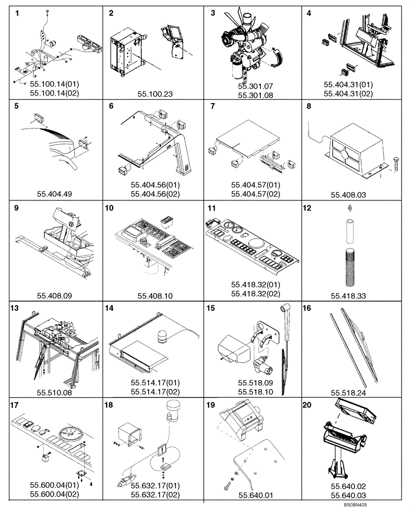 Схема запчастей Case SV212 - (55.000.01) - ELECTRICAL SYSTEMS - SECTION PICTORIAL 1/2 (55) - ELECTRICAL SYSTEMS