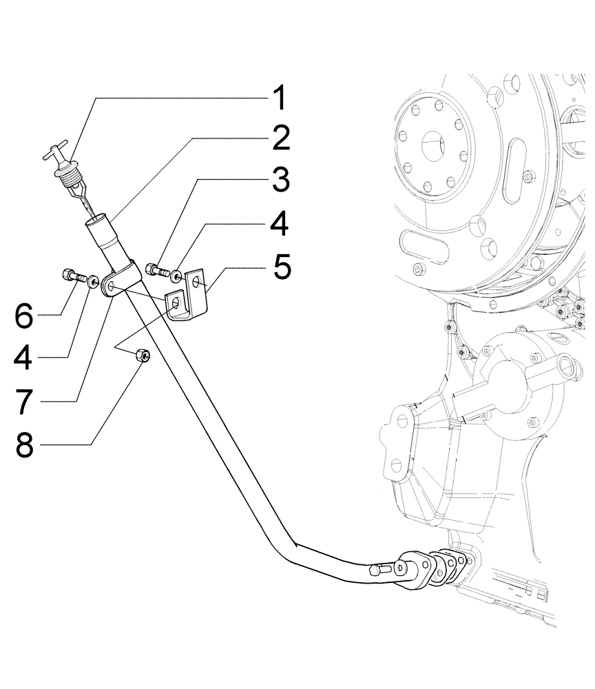 Схема запчастей Case 845 - (06-08[02]) - TRANSMISSION - OIL DIPSTICK (06) - POWER TRAIN