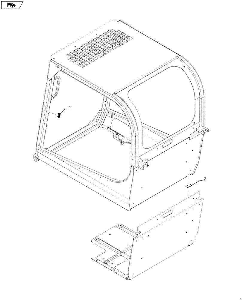 Схема запчастей Case SR210 - (90.160.CK[03]) - ENCLOSED CAB TRIM (90) - PLATFORM, CAB, BODYWORK AND DECALS