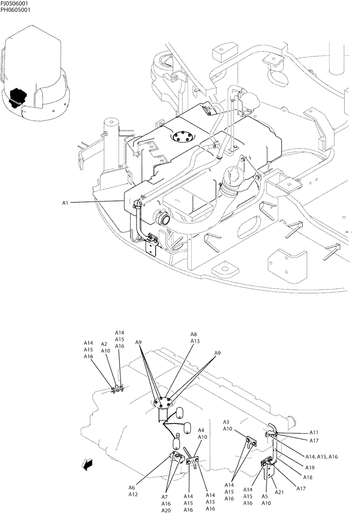 Схема запчастей Case CX50B - (01-016) - TANK ASSY, FUEL (CAB) P/N PH20P00017F1 (10) - ENGINE