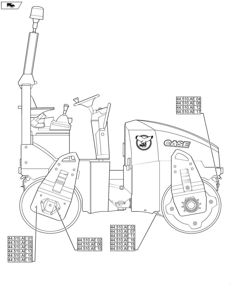 Схема запчастей Case DV45 - (00.000.44) - PICTORIAL INDEX - DRUMS (00) - GENERAL & PICTORIAL INDEX