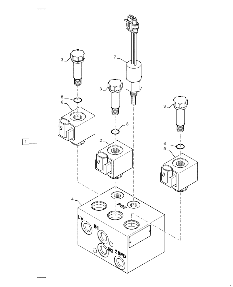 Схема запчастей Case TR270 - (35.353.AC[02]) - BRAKE VALVE, E-H CONTROLS (35) - HYDRAULIC SYSTEMS