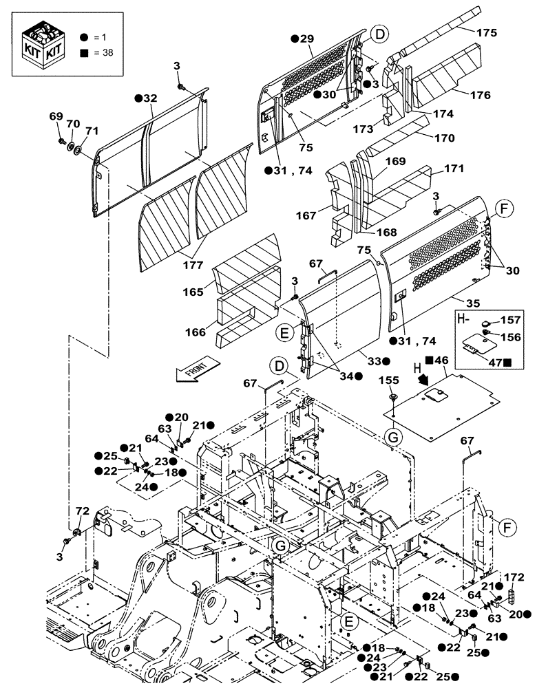 Схема запчастей Case CX300C - (09-006-00[01]) - COWLING - ACCESS DOOR (09) - CHASSIS/ATTACHMENTS