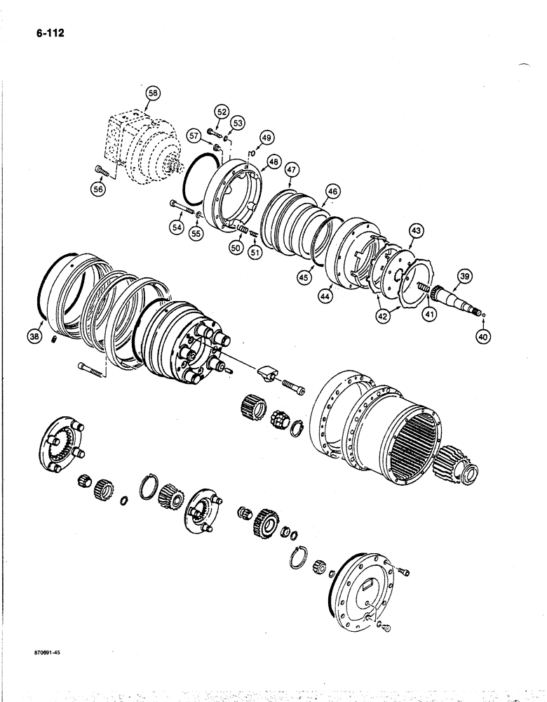 Схема запчастей Case 170B - (6-112) - FINAL DRIVE TRANSMISSION, P.I.N. 74341 THROUGH 74456 (06) - POWER TRAIN