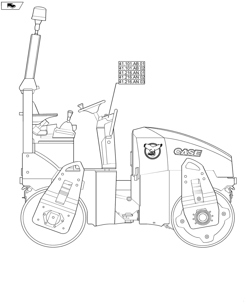 Схема запчастей Case DV45 - (41.000.00) - PICTORIAL INDEX - STEERING (41) - STEERING