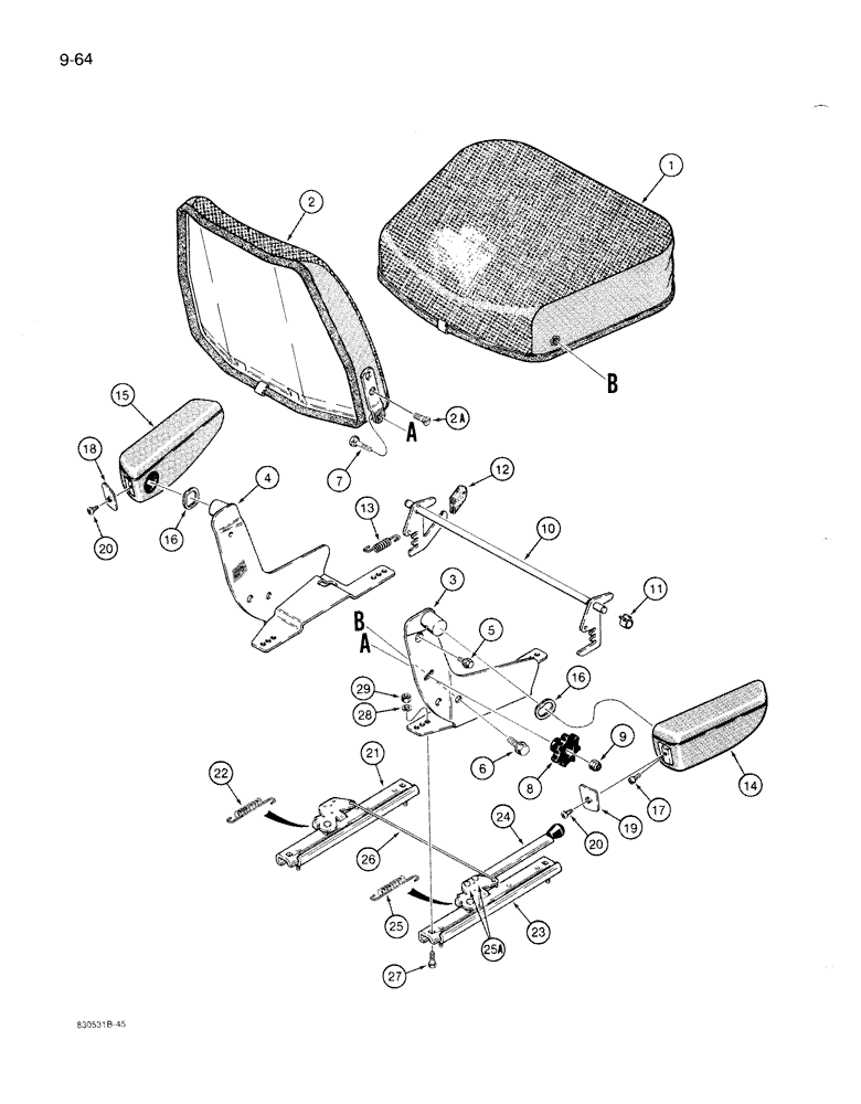 Схема запчастей Case 1086B - (9-064) - SEAT ASSEMBLY (09) - CHASSIS