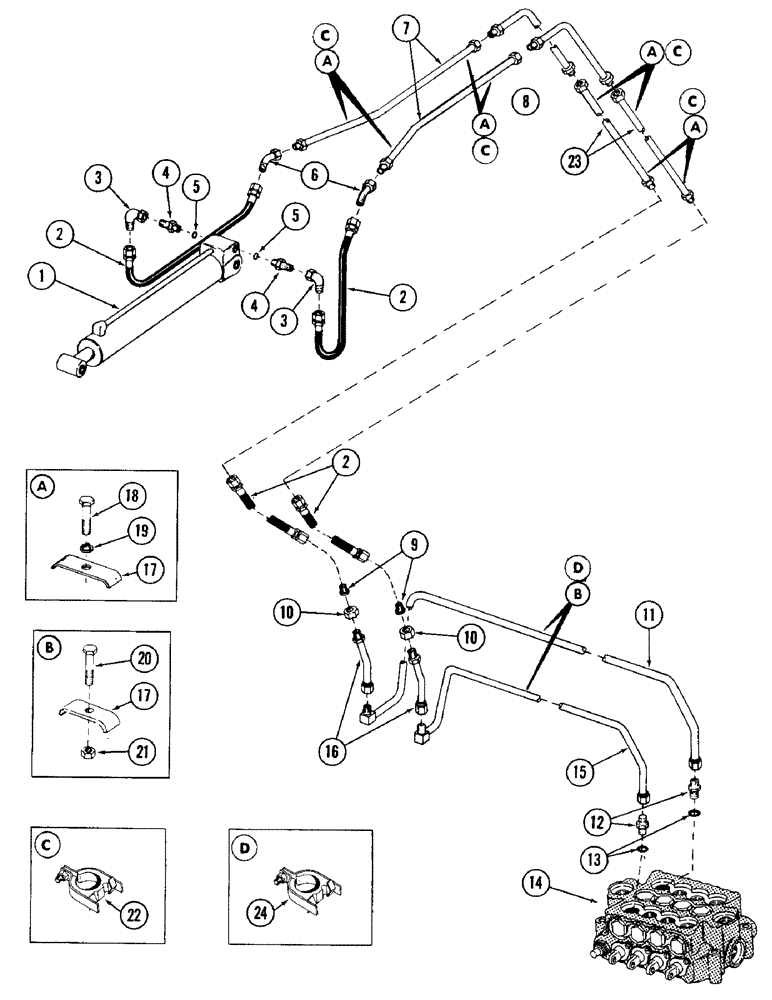 Схема запчастей Case 880 - (250) - "Y" BOOM TOOL CYLINDER HYDRAULICS (07) - HYDRAULIC SYSTEM