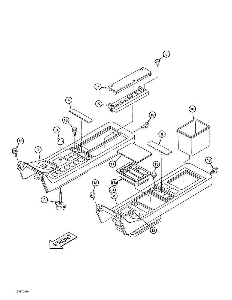 Схема запчастей Case 9010B - (9-038) - CONSOLE BOX, CONTROL PANEL ASSEMBLIES (09) - CHASSIS