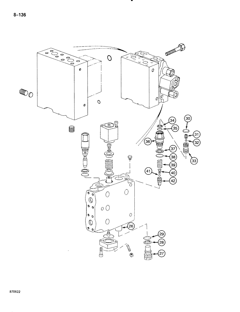 Схема запчастей Case 888 - (8-136) - CONTROL VALVE, USED WITH HYDRAULIC HAMMER (08) - HYDRAULICS