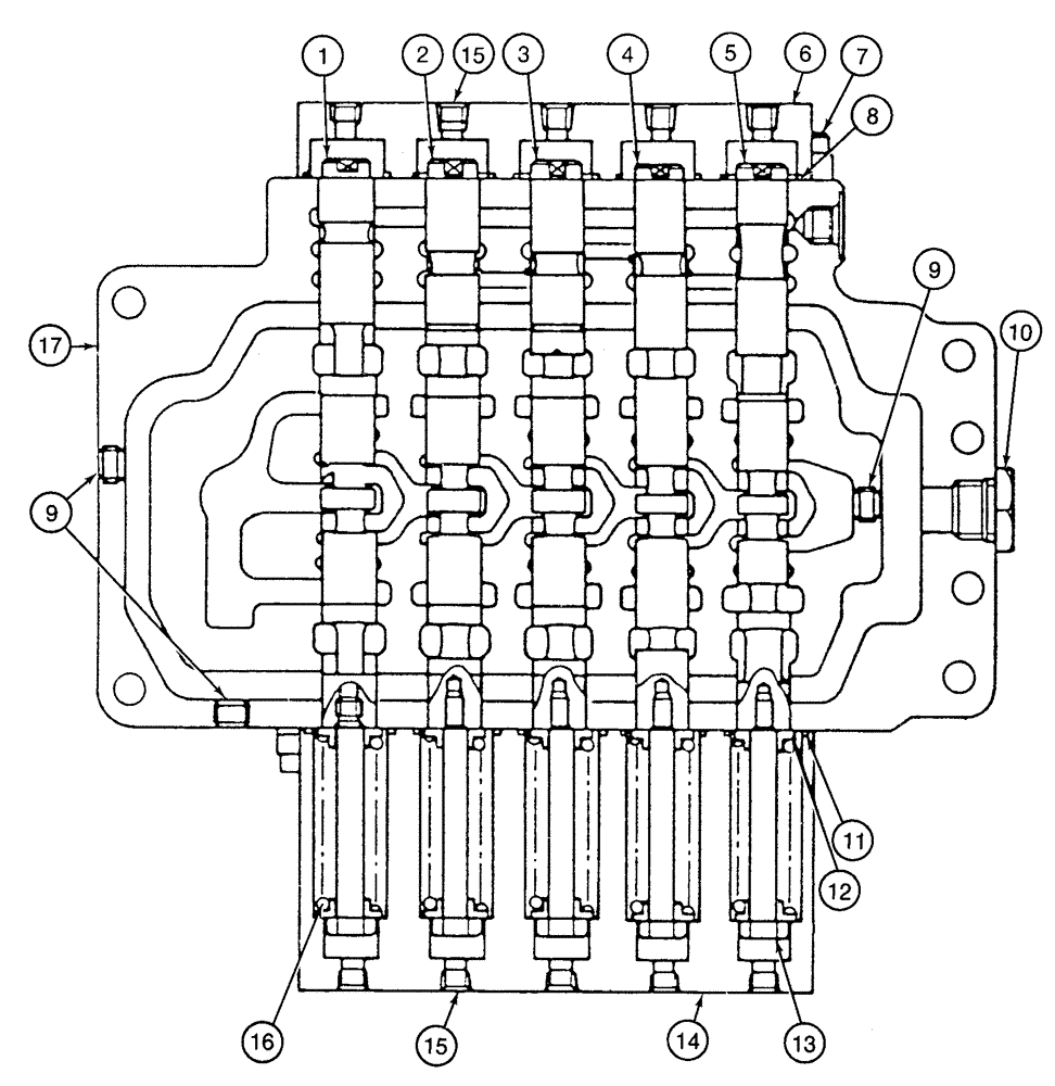 Схема запчастей Case 9050 - (8-66) - 153350A1 CONTROL VALVE, SPOOLS AND RELATED PARTS, LEFT-HAND SIDE (08) - HYDRAULICS