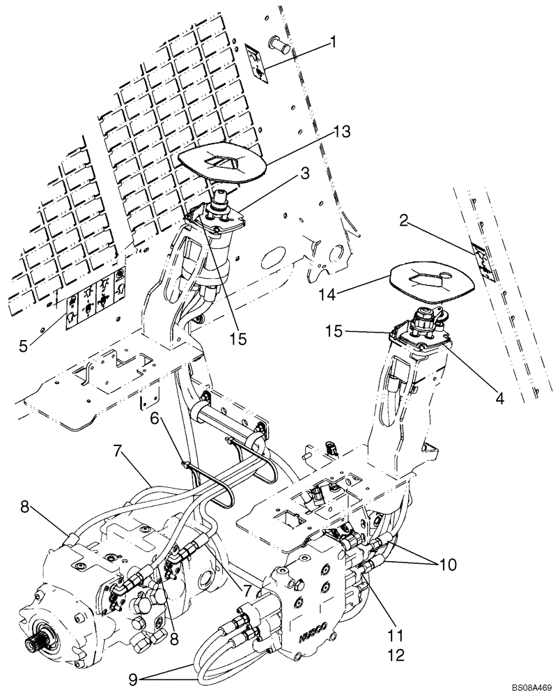 Схема запчастей Case 450 - (06-10A) - JOYSTICK CONTROL PLUMBING - ISO PATTERN (MODELS WITH PILOT CONTROL) (06) - POWER TRAIN