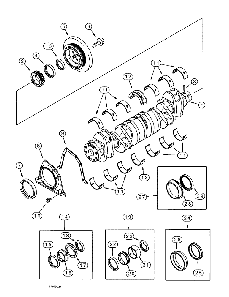 Схема запчастей Case 9040B - (2-80) - CRANKSHAFT, 6T-830 EMISSIONS CERTIFIED ENGINE, P.I.N. DAC04#2001 AND AFTER (02) - ENGINE