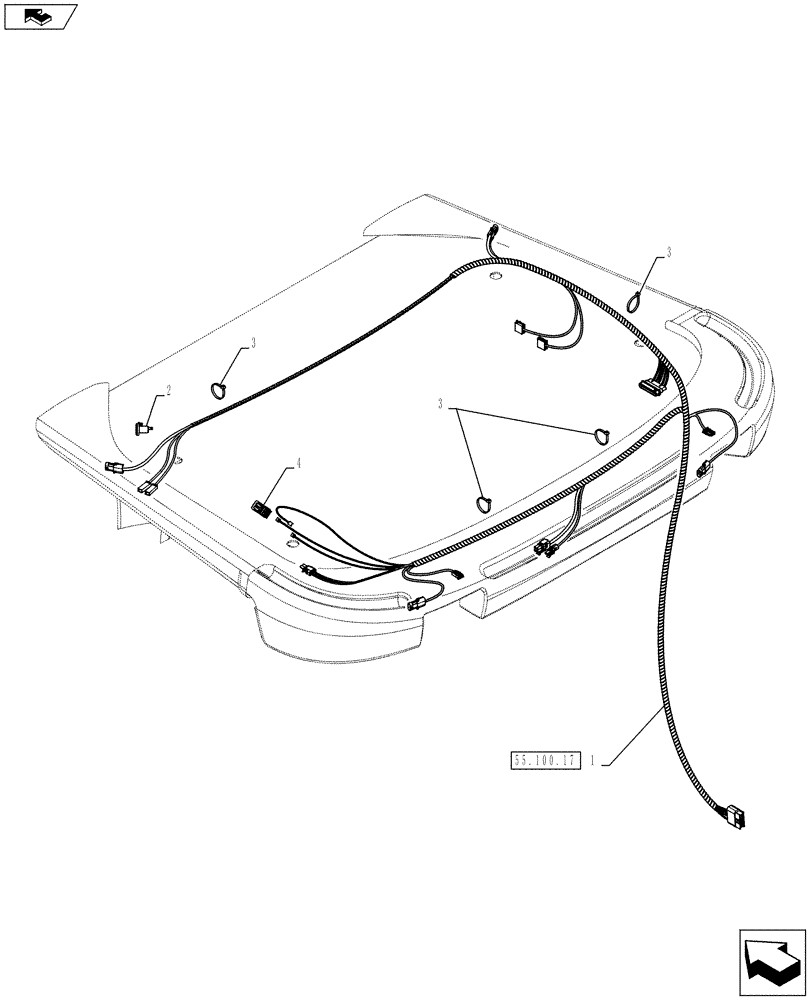 Схема запчастей Case 821F - (55.100.18) - HARNESS , CANOPY ROOF INSTALLATION (55) - ELECTRICAL SYSTEMS