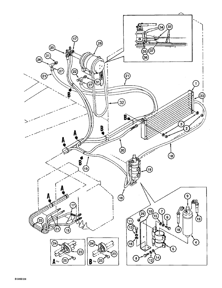 Схема запчастей Case 9060B - (9-070) - AIR CONDITIONING WITH HEATER AND HOSES, PRIOR TO P.I.N. EAC0601032 (09) - CHASSIS