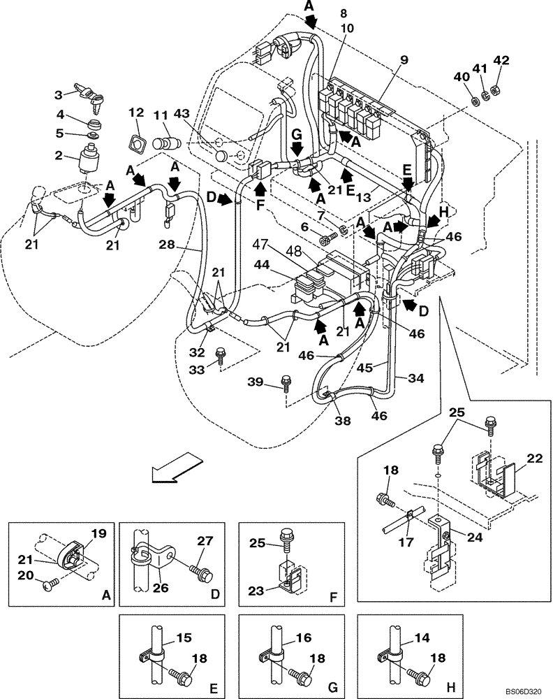 Схема запчастей Case CX800 - (04-04) - ELECTRICAL - CAB (04) - ELECTRICAL SYSTEMS