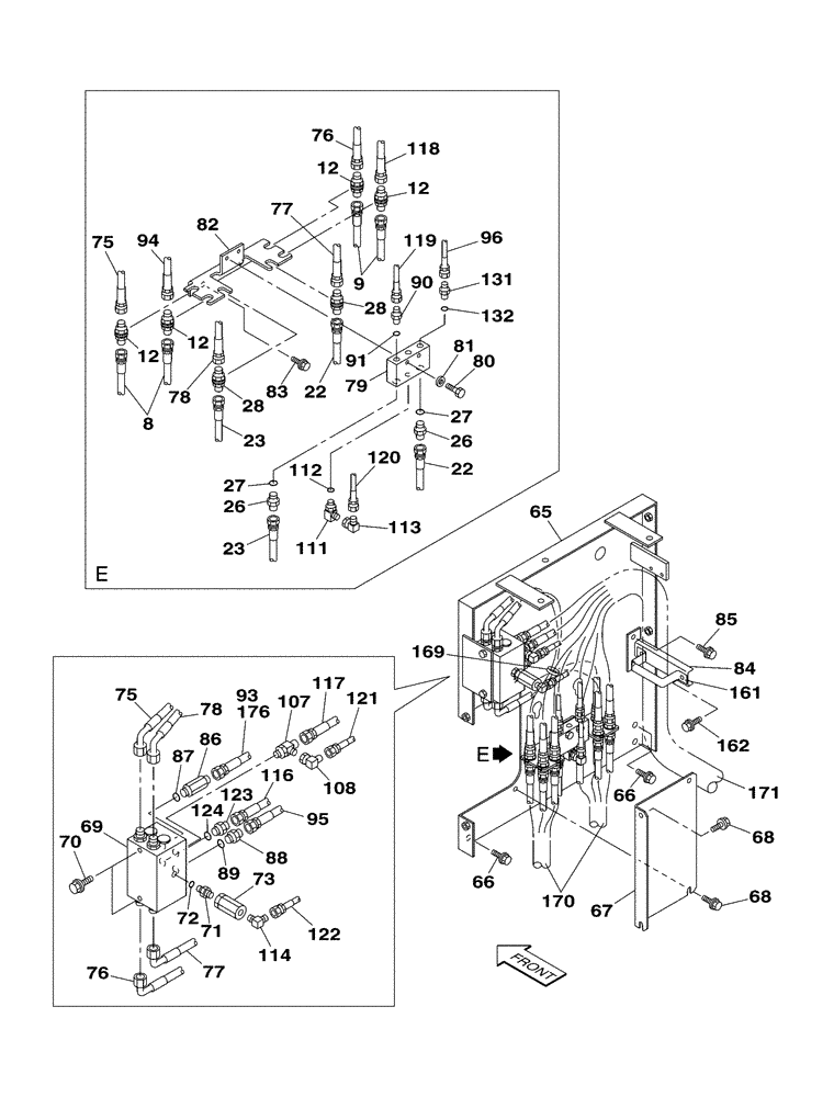 Схема запчастей Case CX350 - (08-089-00[01]) - HYDRAULIC CIRCUIT - PILOT - WITHOUT VALVE, PRESSURE RELIEF (08) - HYDRAULICS