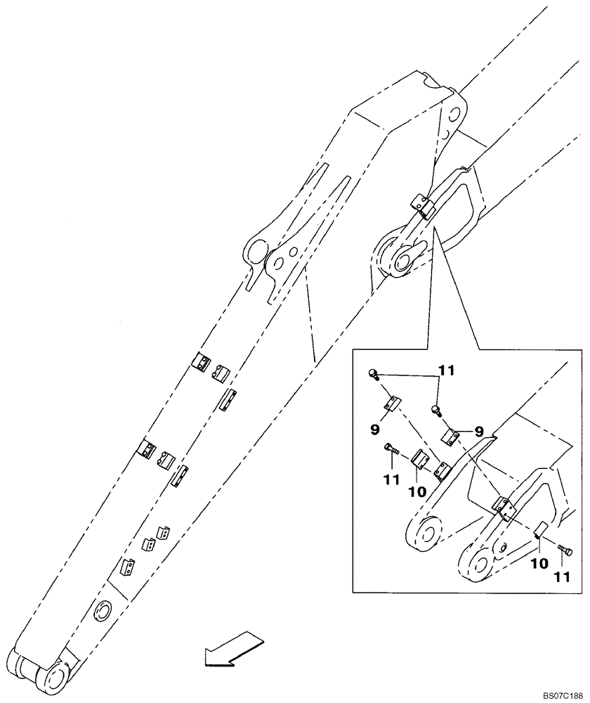 Схема запчастей Case CX240B - (09-39[00]) - CLAMPS - ARM (09) - CHASSIS/ATTACHMENTS