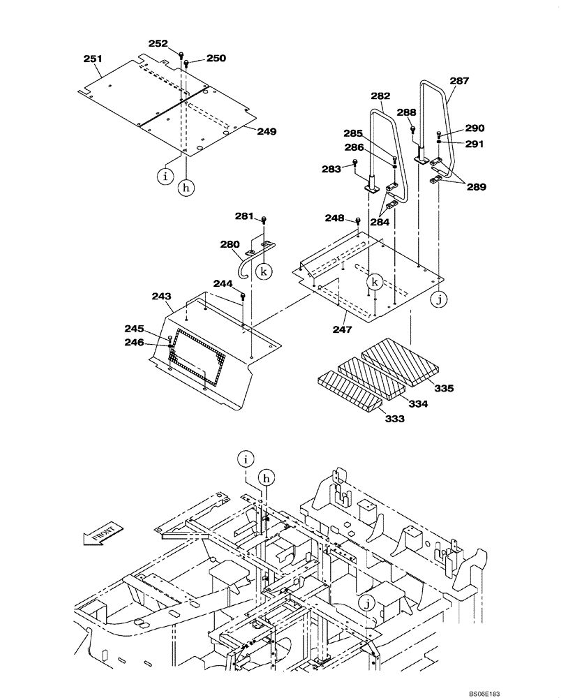 Схема запчастей Case CX800 - (09-014-00[01]) - COWLING - GRAB RAIL (09) - CHASSIS