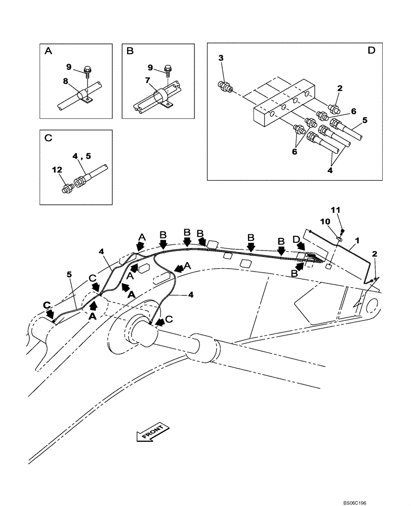 Схема запчастей Case CX700 - (09-103-00[01]) - LUBRICATION CIRCUIT - MONOBLOCK BOOM (7.70 M) (09) - CHASSIS/ATTACHMENTS