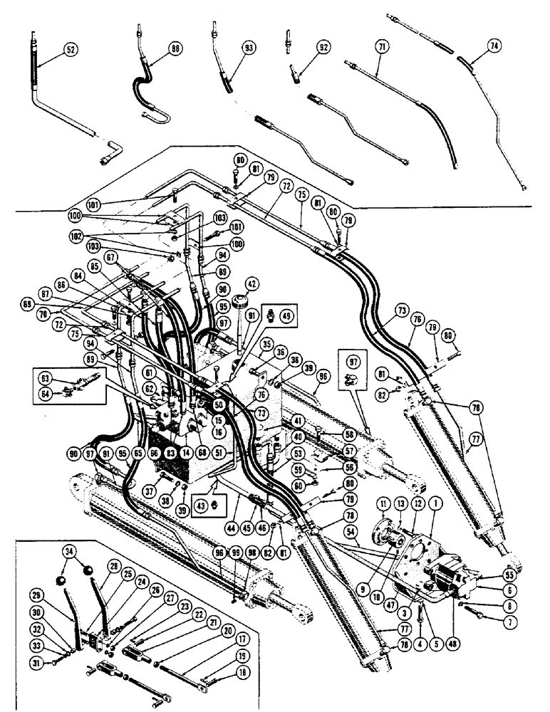 Схема запчастей Case 600 - (162) - TERRALOADR HYDRAULIC INSTALLATION, PUMP, VALVE, HOSES, TUBING, FITTINGS (07) - HYDRAULIC SYSTEM