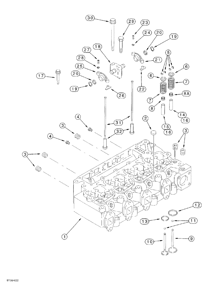 Схема запчастей Case 550G - (2-39C) - CYLINDER HEAD AND VALVE MECHANISM, 4T-390 EMISSIONS CERTIFIED ENGINE, P.I.N. JJG0255794 AND AFTER (01) - ENGINE