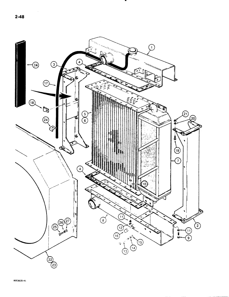 Схема запчастей Case 1455B - (2-48) - RADIATOR ASSEMBLY (02) - ENGINE