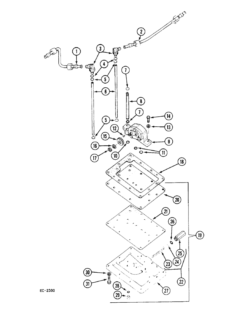 Схема запчастей Case 380B - (8-246) - HYDRAULIC PUMP AND CONNECTIONS, TRACTORS AND LOADERS WITH FORWARD AND REVERSE, PRIOR TO P.I.N. 18001 (08) - HYDRAULICS