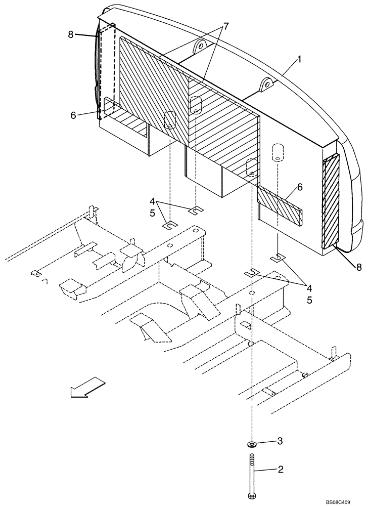 Схема запчастей Case CX350B - (09-04) - COUNTERWEIGHT - SOUNDPROOFING (09) - CHASSIS