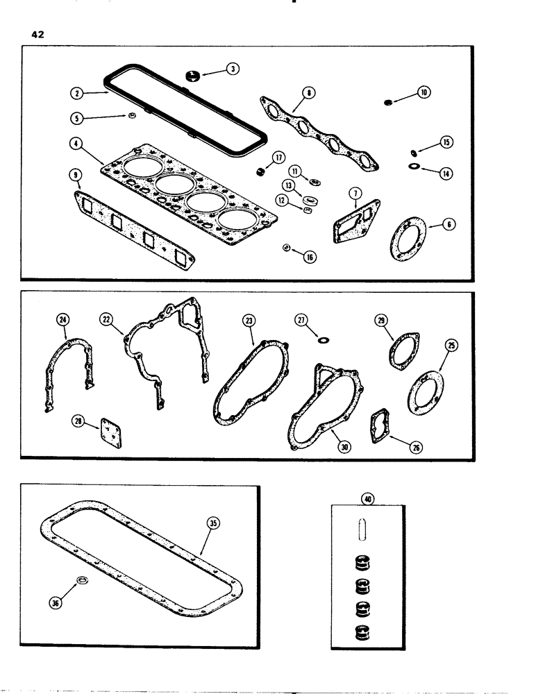 Схема запчастей Case 580C - (042) - ENGINE GASKET KITS, 207 DIESEL ENGINE / VALVE GRIND KIT (02) - ENGINE