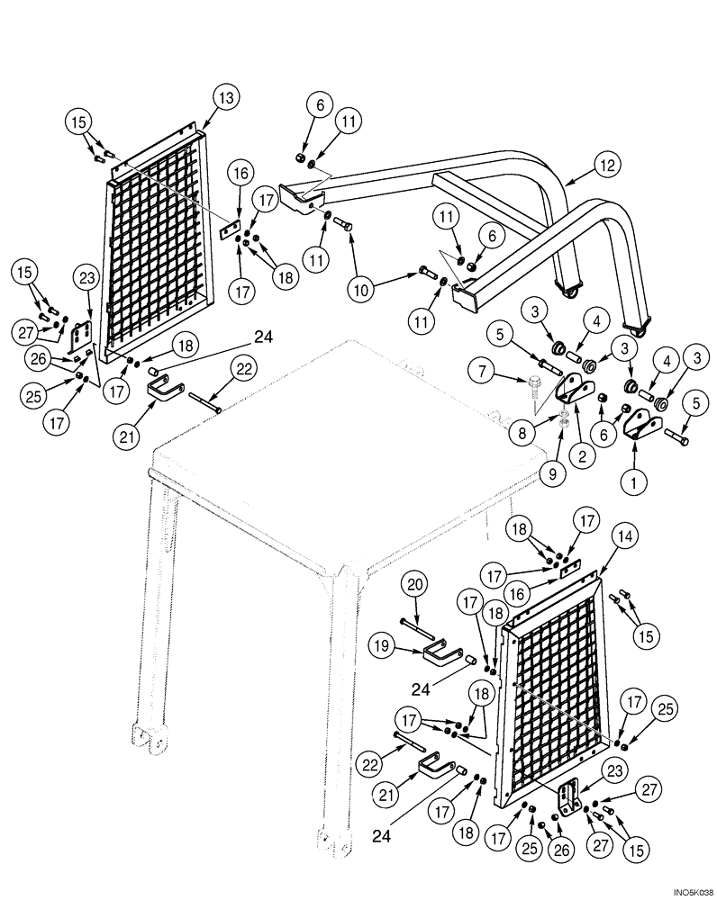 Схема запчастей Case 550H-IND - (09-20) - SCREENS, SIDE - GUARD, BRUSH (09) - CHASSIS/ATTACHMENTS