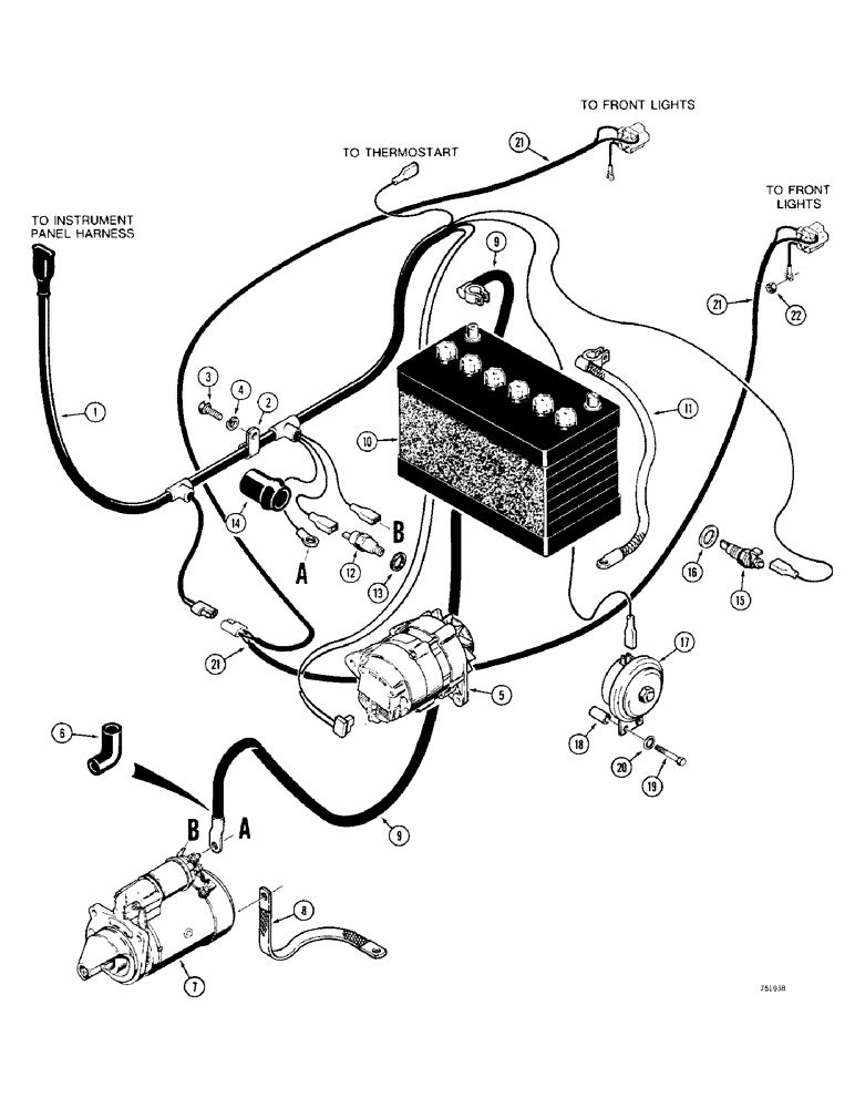 Схема запчастей Case 380CK - (036) - ELECTRICAL WIRING, FRONT HARNESS AND CONNECTIONS (04) - ELECTRICAL SYSTEMS