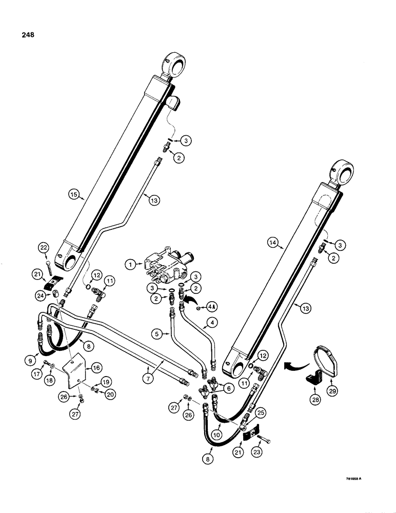 Схема запчастей Case 480C - (248) - LOADER LIFT CYLINDER HYDRAULIC CIRCUIT, TRACTOR SERIAL NUMBER 8968653 AND AFTER (35) - HYDRAULIC SYSTEMS