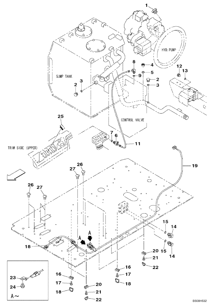 Схема запчастей Case CX470B - (08-60) - PLUG - CONTROL VALVE,HYDRAULIC PUMP & TANK (08) - HYDRAULICS