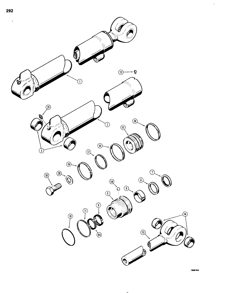 Схема запчастей Case 680G - (292) - G102140 LOADER LIFT CYLINDER (08) - HYDRAULICS