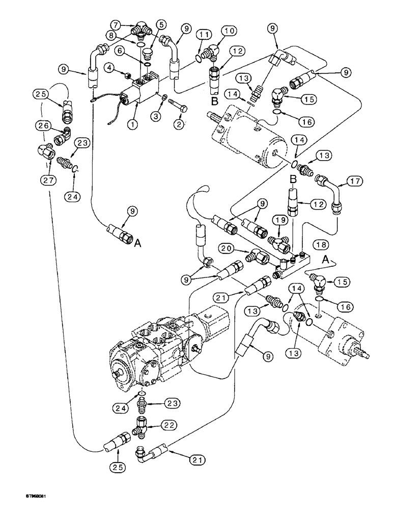 Схема запчастей Case 1825B - (6-18) - HYDROSTATIC CIRCUIT, BRAKE VALVE, EUROPE (06) - POWER TRAIN