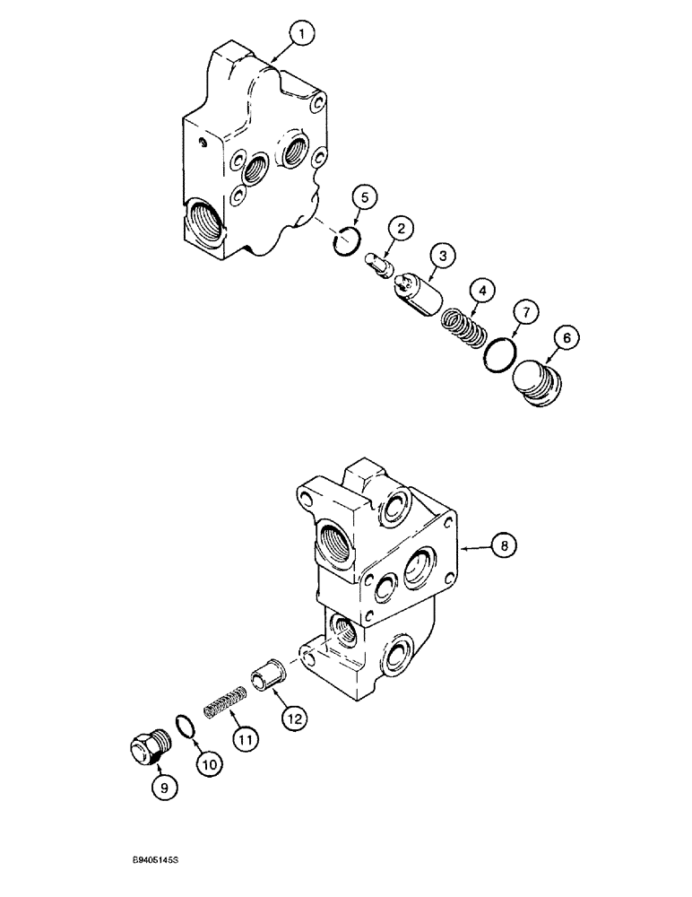 Схема запчастей Case 580L - (8-080) - BACKHOE CONTROL VALVE, INLET AND OUTLET SECTIONS (08) - HYDRAULICS