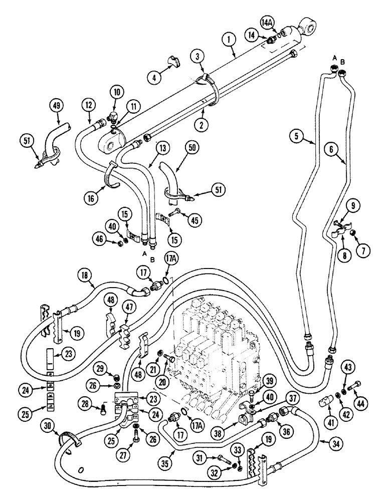 Схема запчастей Case 580SK - (8-222) - SIDESHIFT BACKHOE EXTENDABLE DIPPER, PRESTIGE VERSION (08) - HYDRAULICS